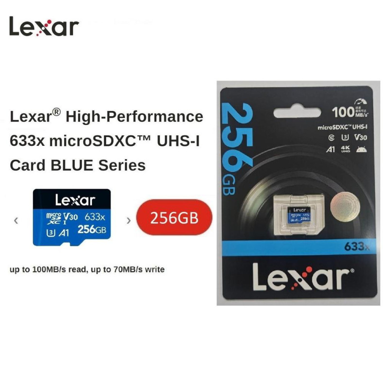 MicroSD 256GB - SDXC V30 LEXAR 633x 256GB U3 A1